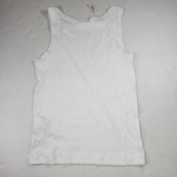 Madewell Women Cotton White Brightside High Neck Ribbed Tank Top Size S - Picture 6 of 6